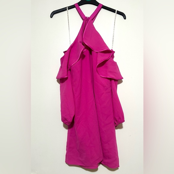 Lilly Pulitzer Shift Midi Hot Pink Dress Party Cocktail Ruffle Sleeve, Size 4 - Picture 3 of 5